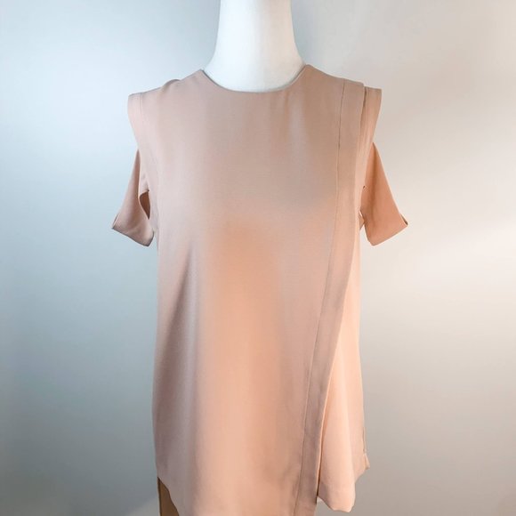 BCBGMaxAzria Bethy Asymmetrical Rose Blouse Size XS - Picture 5 of 9